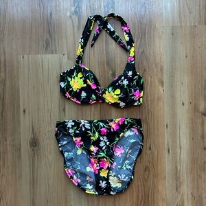 Vintage Black Floral Bikini